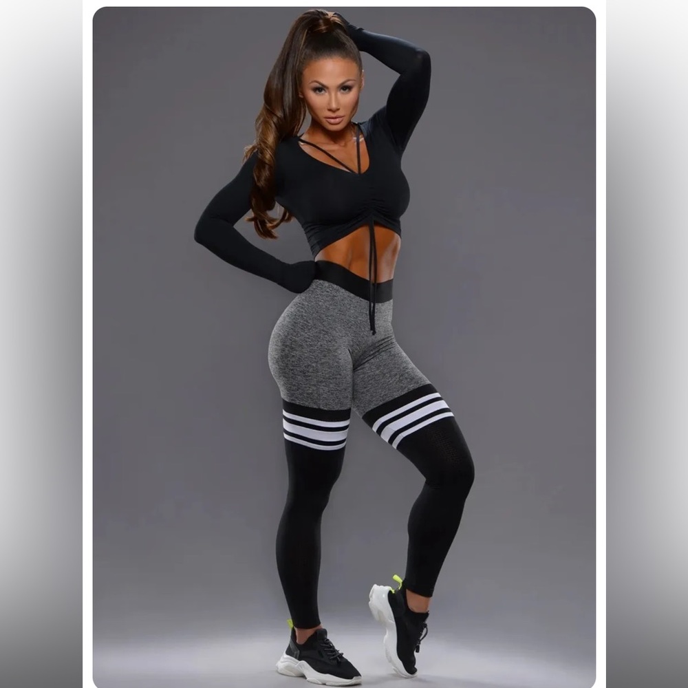 Black/Grey heather thigh thigh sock leggings